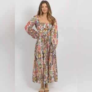 EN CREME | Mae Open Maxi Dress In Multiprint | Size M